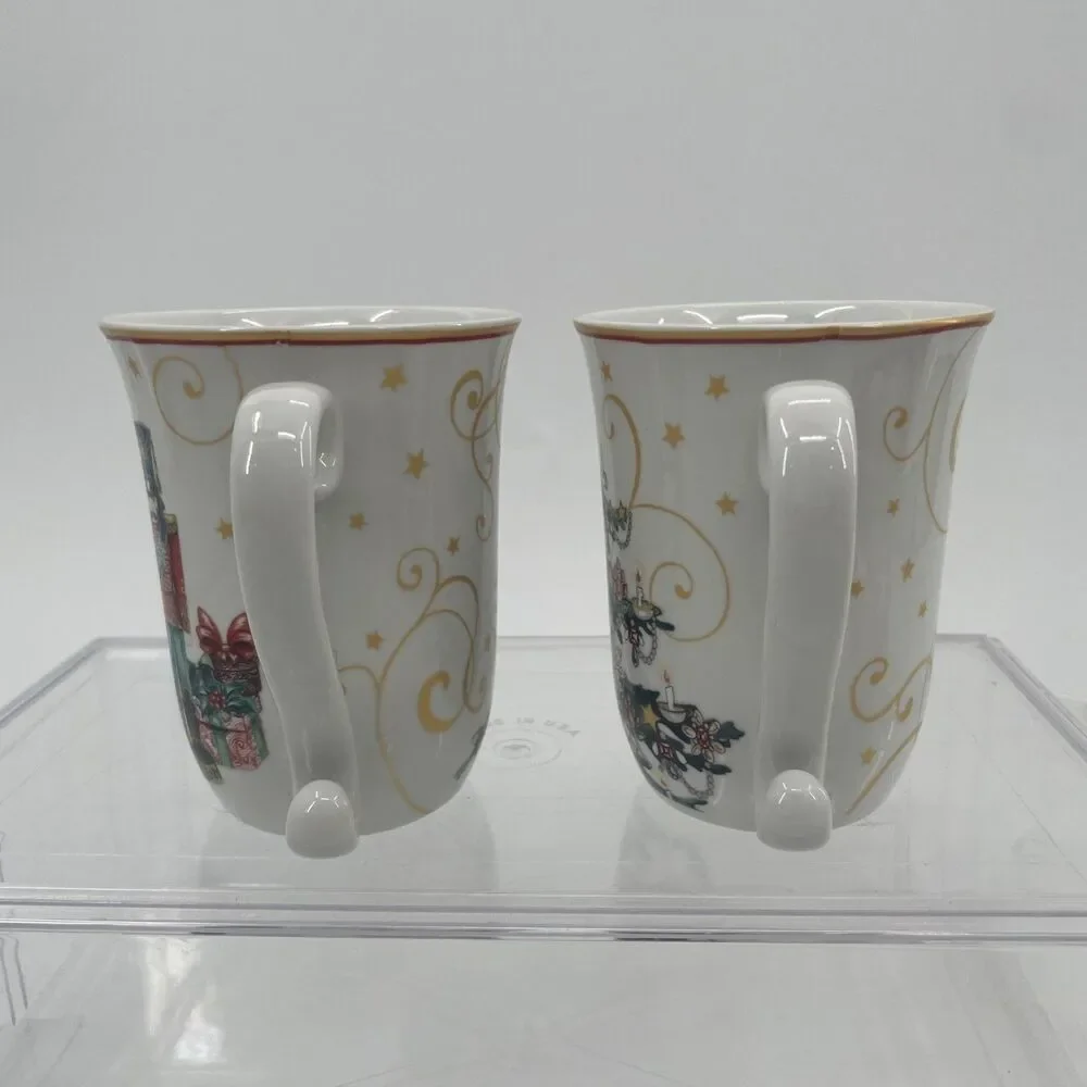 Williams Sonoma Mugs Twas The Night Before Christmas Tree Nutcrackers Set of 2